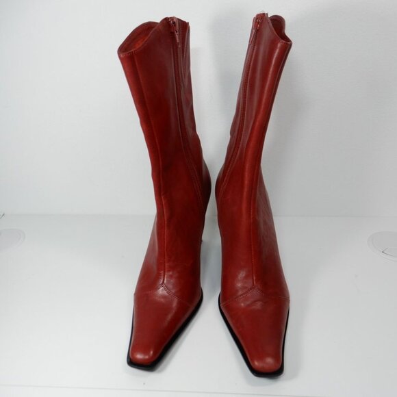 Jeffrey Campbell Be Bold Western Boots Size 5 Red Distressed Leather NEW $280 - Picture 7 of 12